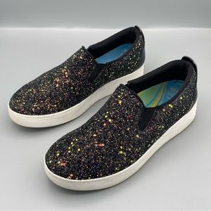 EUC Fitflop Skates Sneakers in Black Glitter